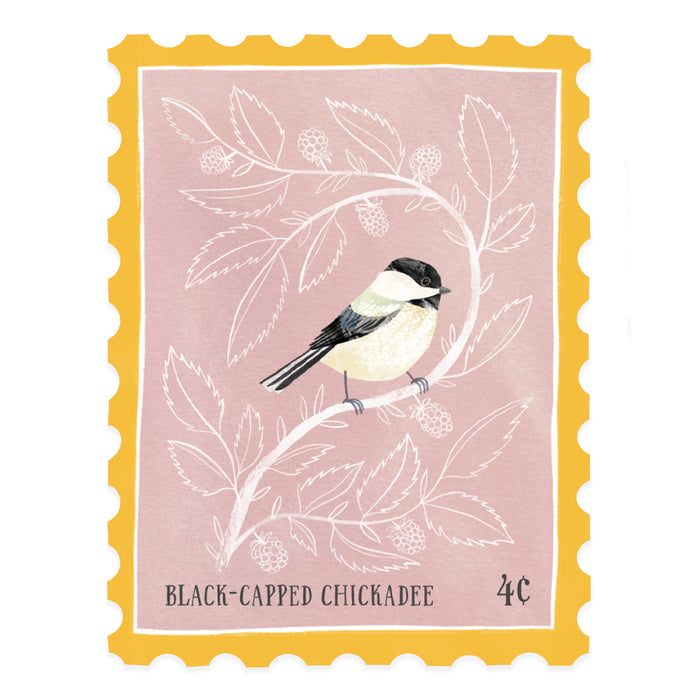 Black Capped Chickadee Stamp | Vinyl Sticker