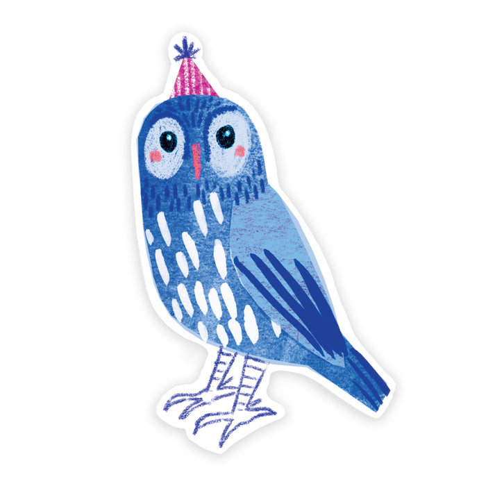 Blue Party Owl | Vinyl Sticker