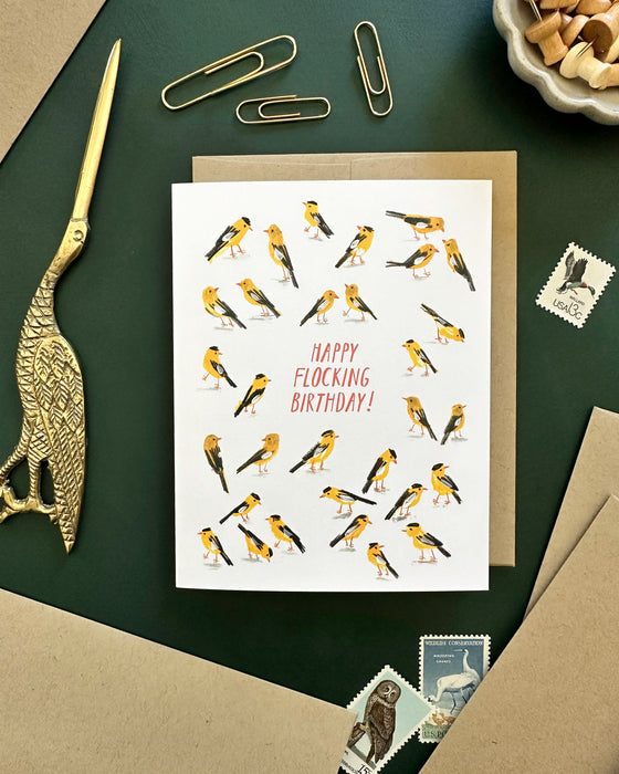 Goldfinch Flocking Birthday | Greeting Card