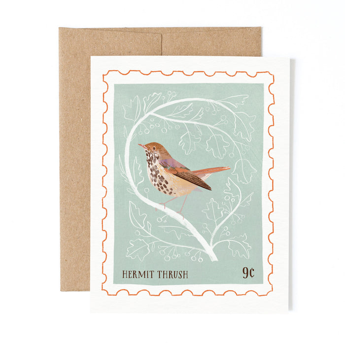 Hermit Thrush Stamp | Greeting Card