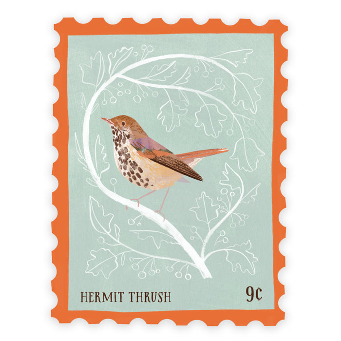 Hermit Thrush Stamp | Vinyl Sticker