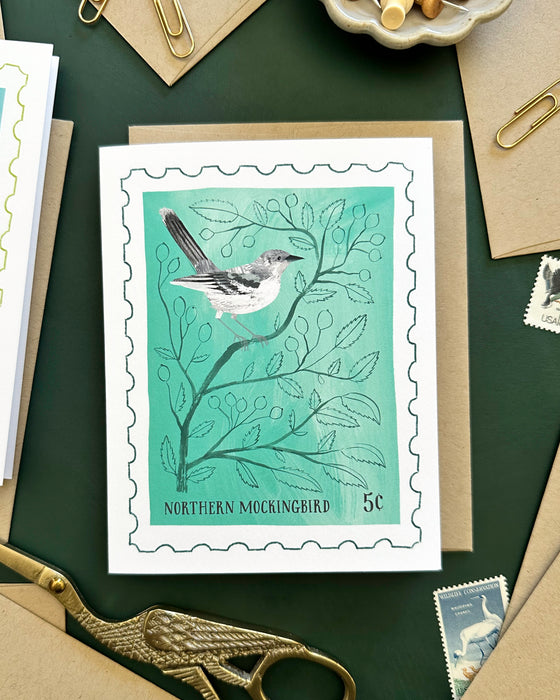 Northern Mockingbird Stamp | Greeting Card