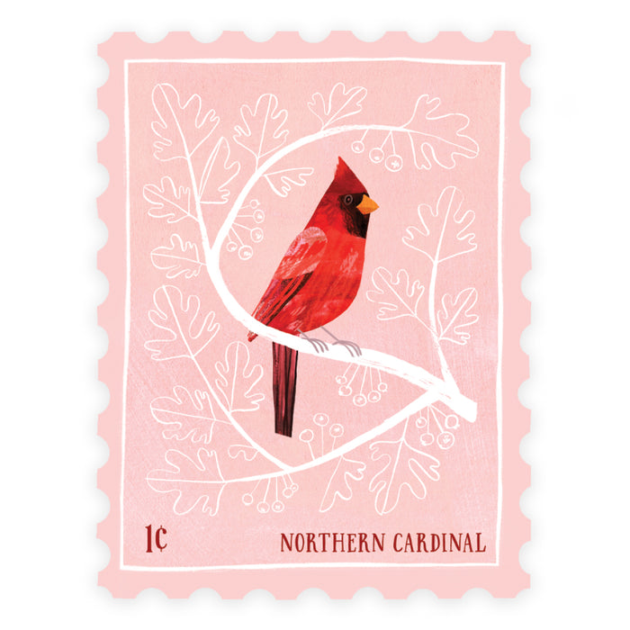 Northern Cardinal Stamp | Vinyl Sticker