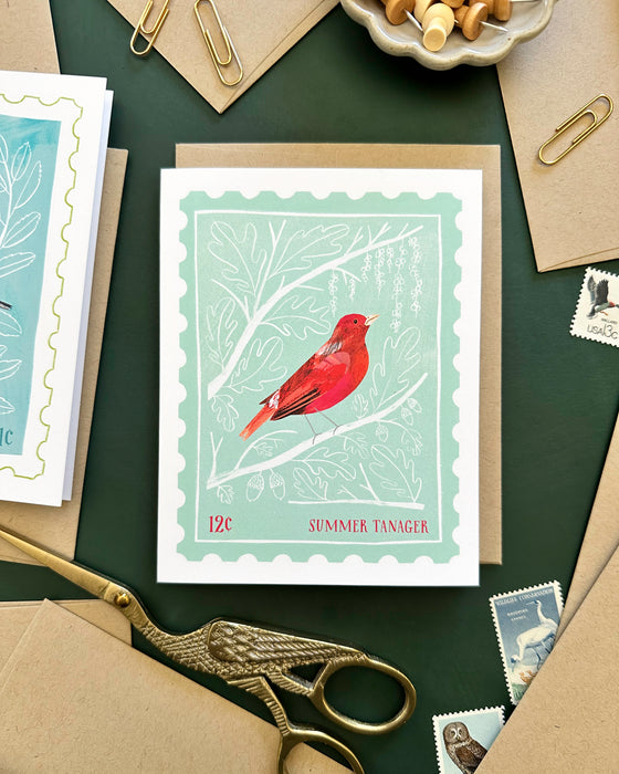 Summer Tanager Stamp | Greeting Card
