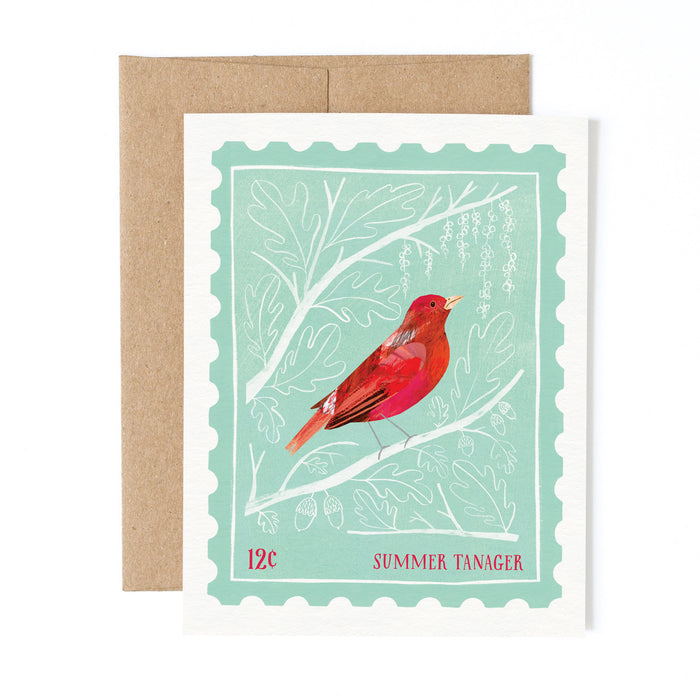 Summer Tanager Stamp | Greeting Card