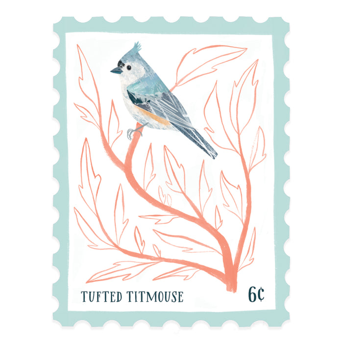 Tufted Titmouse Stamp | Vinyl Sticker