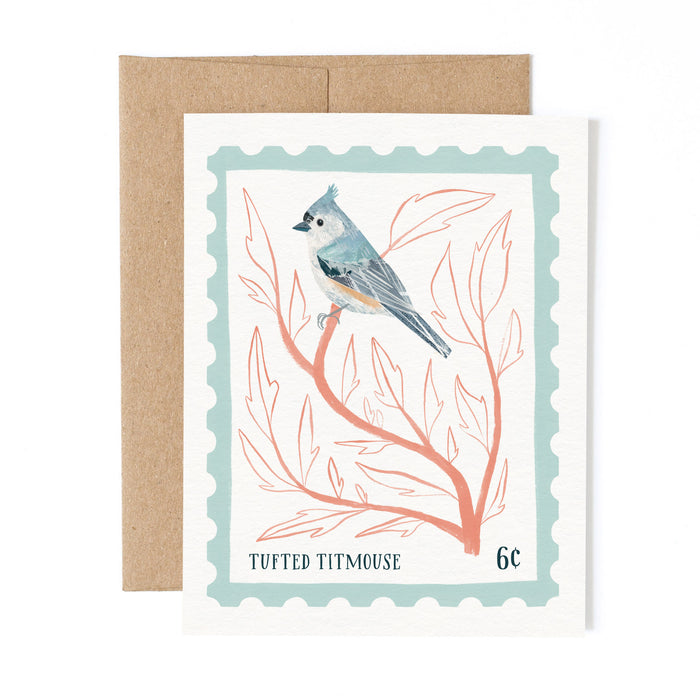 Tufted Titmouse | Bird Stamp Greeting Card
